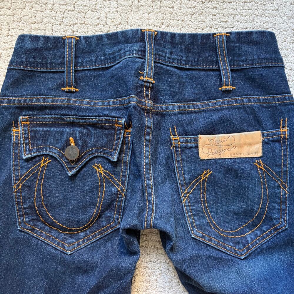 Vintage Y2K True Religion Womens Low Rise Flare Jeans Size 26 Dark Wash - Picture 4 of 11